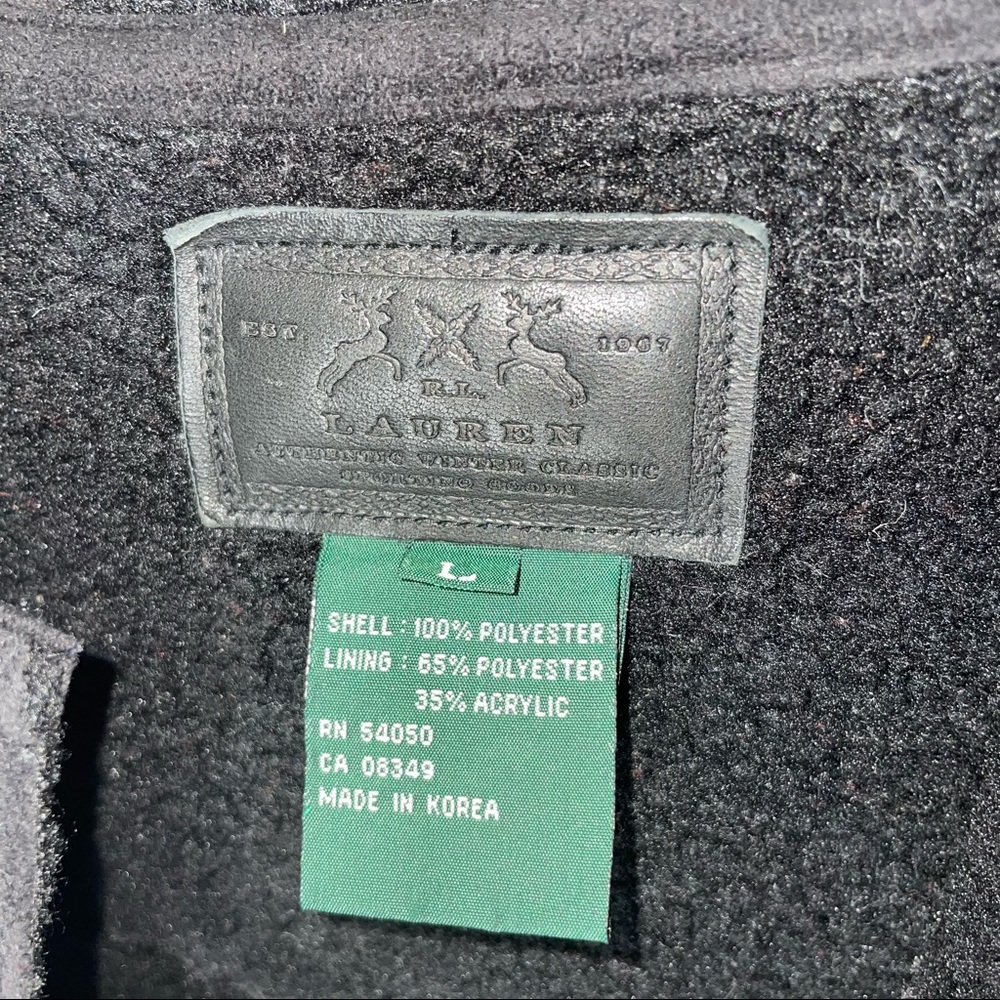 Ralph Lauren Vest Women's L Faux Suede Fleece Lined Hooded Black - Picture 9 of 10